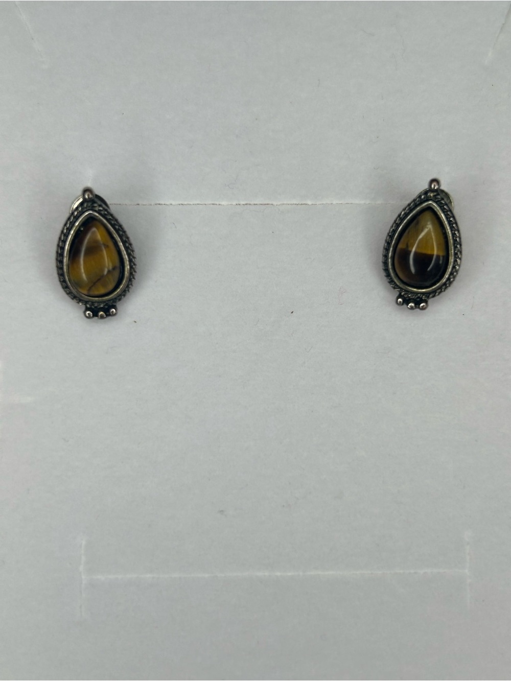 Artisan Tiger Eye Semi-Precious Gemstone Teardrop Earrings